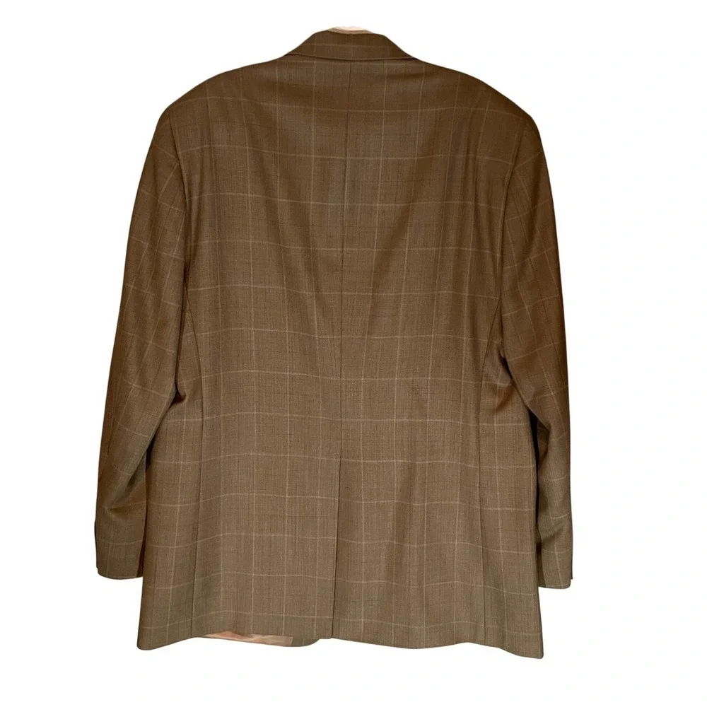Lauren Ralph Lauren Mens 43L Brown Windowpane 100% Wool‎ 2-Button Sport Coat
